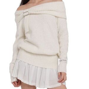 NWT Off Shoulder Mini Sweater Dress/Top With Flare Hem